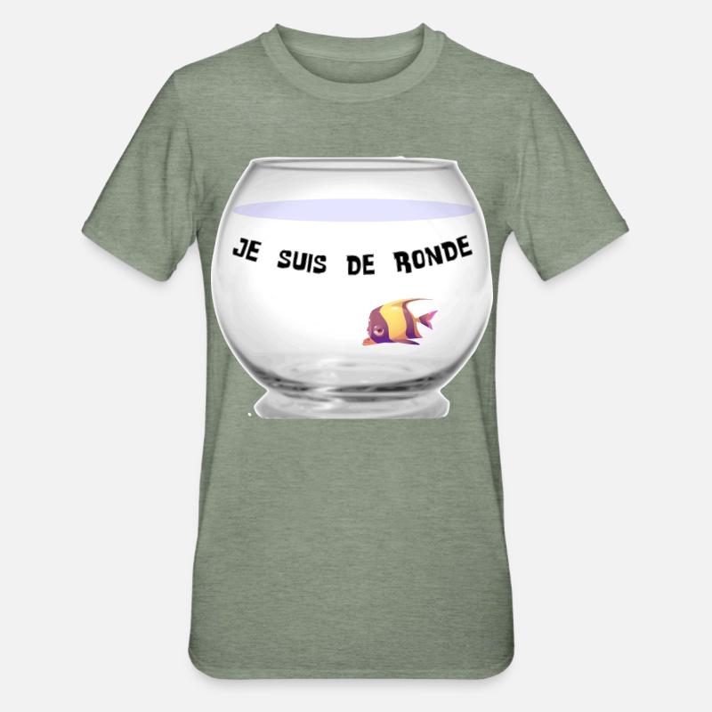 Poisson - T-shirt polycoton Unisexe - vert kaki chiné