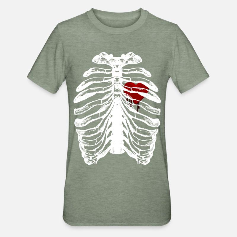 skeleton - Unisex Polycotton T-Shirt - heather military green