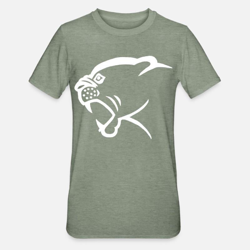 Tête de panthère blanche - T-shirt polycoton Unisexe - vert kaki chiné