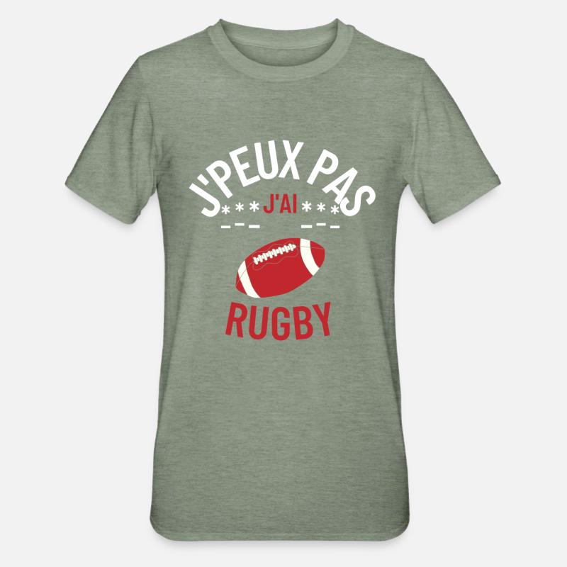 J peux pas j ai rugby - T-shirt polycoton Unisexe - vert kaki chiné