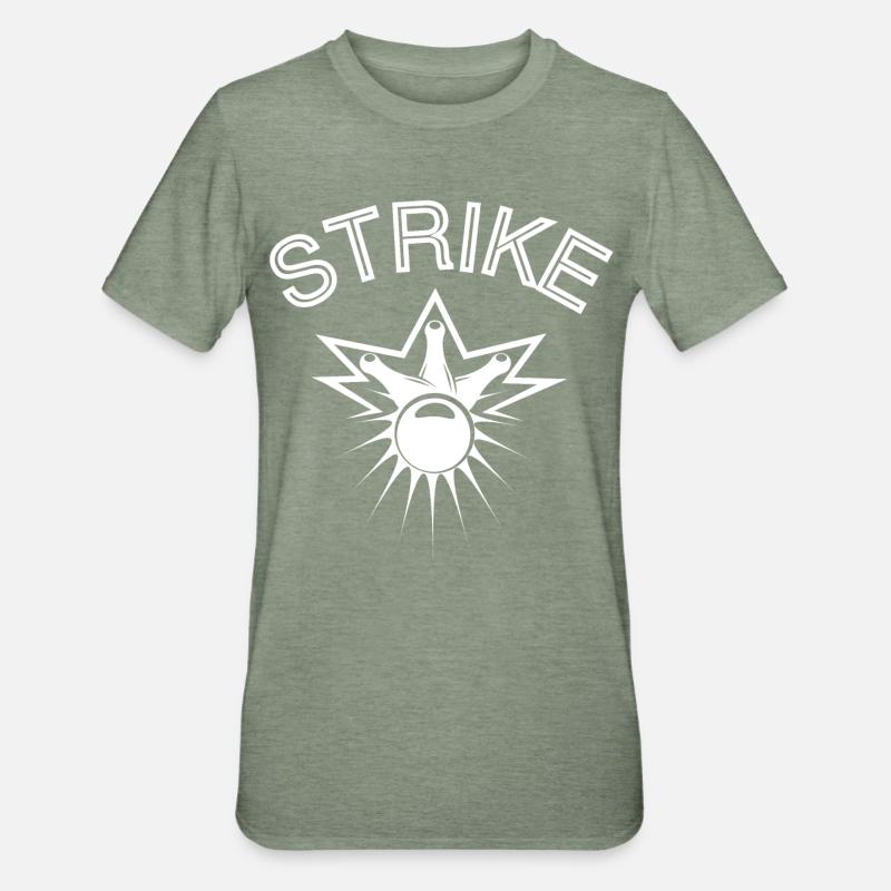 Bowling, Bowlingventilator, Strike - Unisex Polycotton T-Shirt - Militärgrün meliert