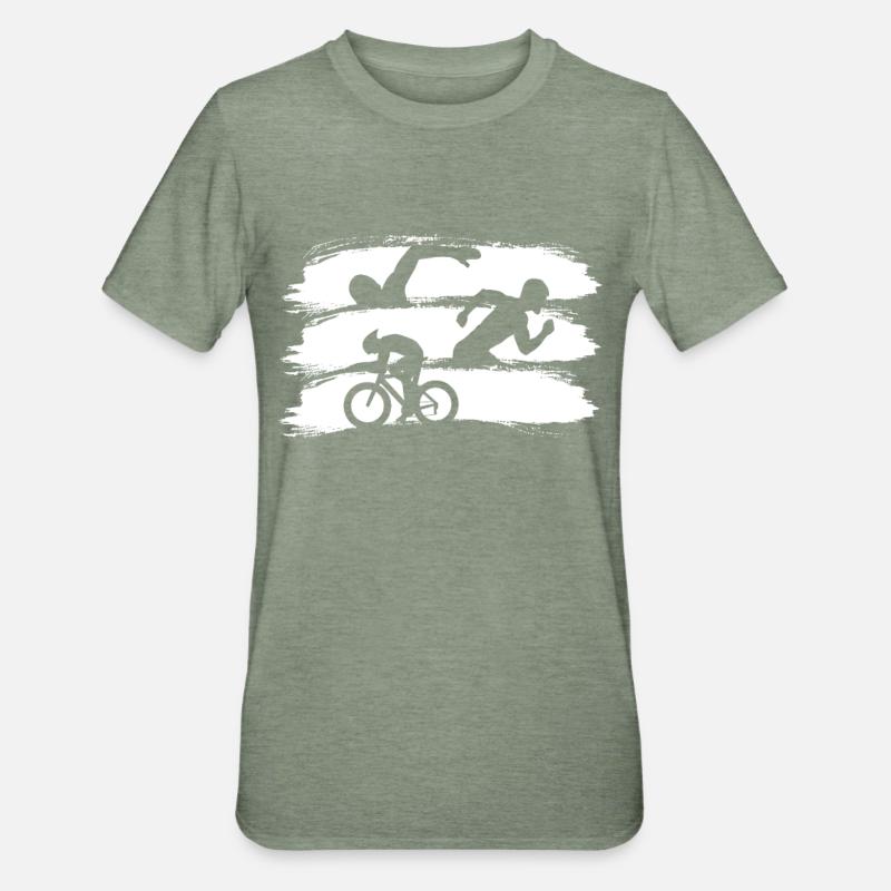 Course de triathlon - T-shirt polycoton Unisexe - vert kaki chiné