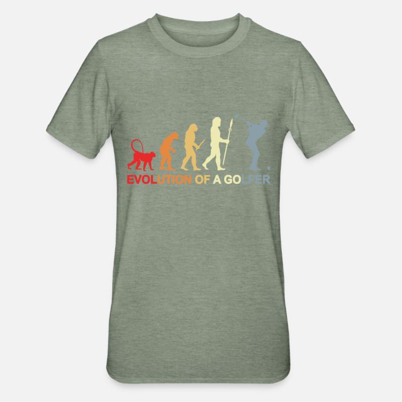 Évolution du golfeur - T-shirt polycoton Unisexe - vert kaki chiné