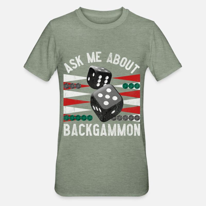 Ask me about BACKGAMMON -Frag´mich über Backgammon - Unisex Polycotton T-Shirt - Militärgrün meliert