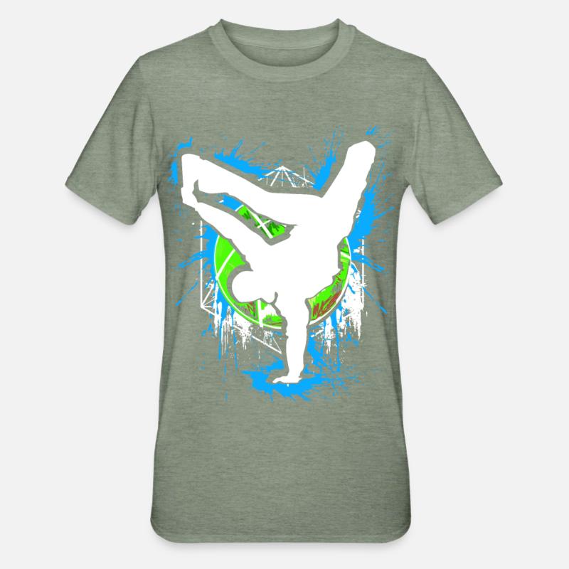 Breakdance - Breakdancer - Breakdancing - BBoy - T-shirt polycoton Unisexe - vert kaki chiné
