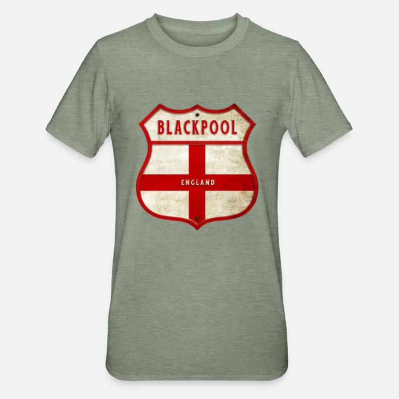 Blason de Blackpool, Angleterre - T-shirt polycoton Unisexe - vert kaki chiné