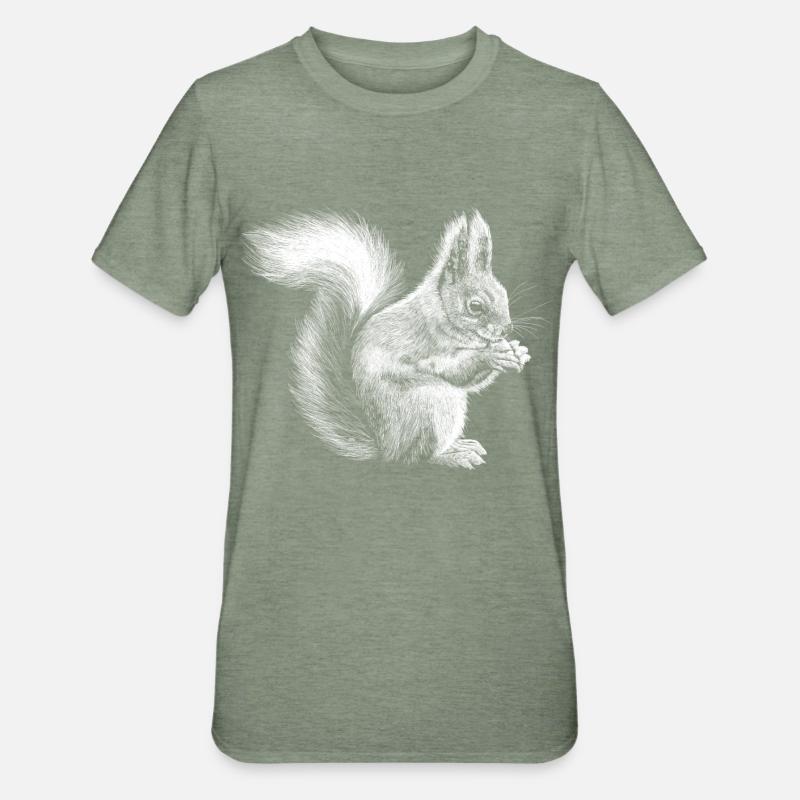 Écureuil - T-shirt polycoton Unisexe - vert kaki chiné