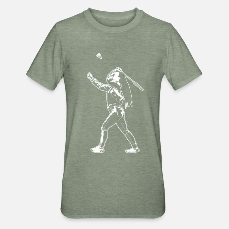 Badminton Mädchen - Unisex Polycotton T-Shirt - Militärgrün meliert
