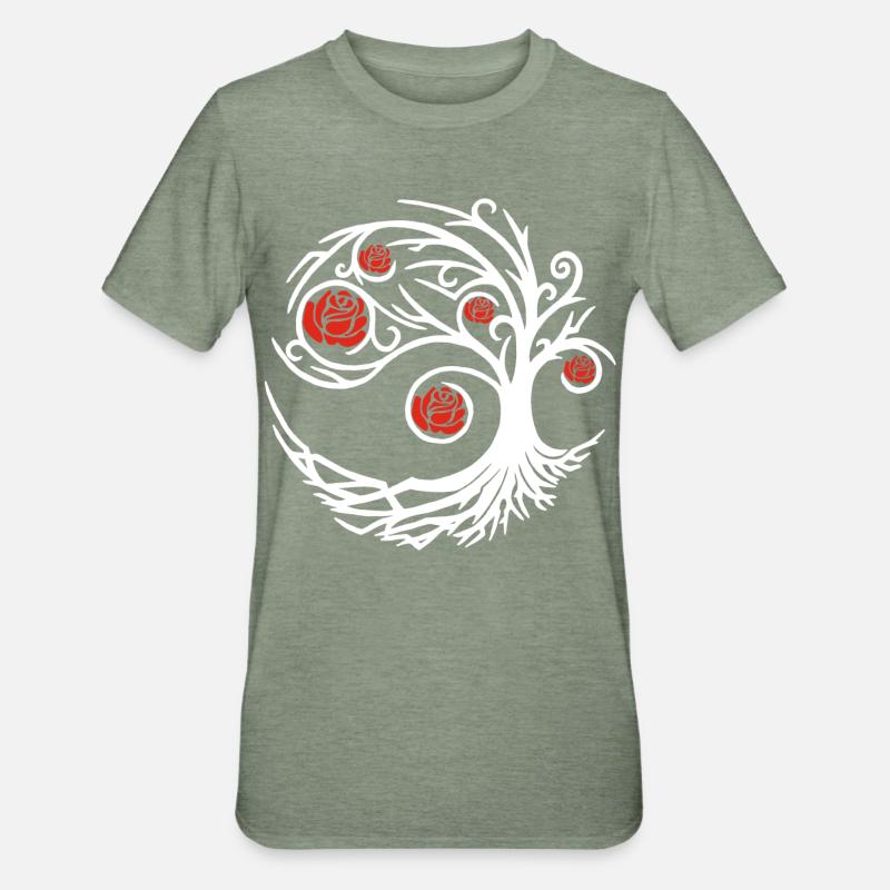 Rosier blanc étrange - T-shirt polycoton Unisexe - vert kaki chiné