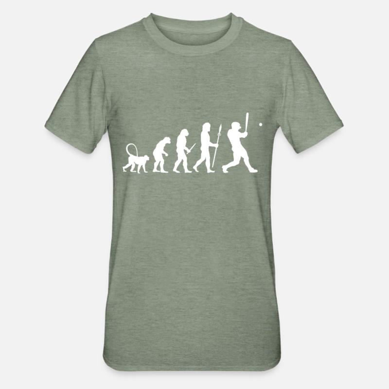 Évolution du baseball - T-shirt polycoton Unisexe - vert kaki chiné