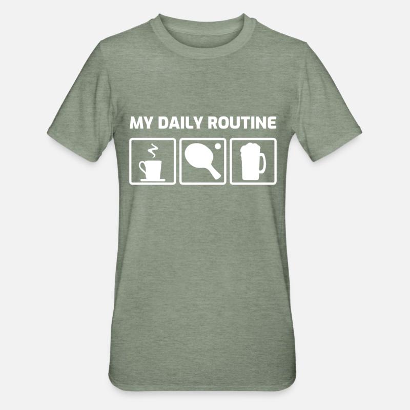 Tischtennis Routine - Unisex Polycotton T-Shirt - Militärgrün meliert