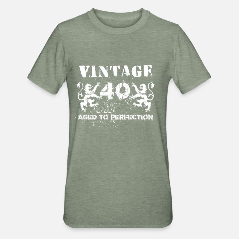 40e anniversaire - T-shirt polycoton Unisexe - vert kaki chiné