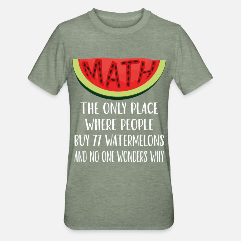 Mathématiques et pastèques amusants - T-shirt polycoton Unisexe - vert kaki chiné