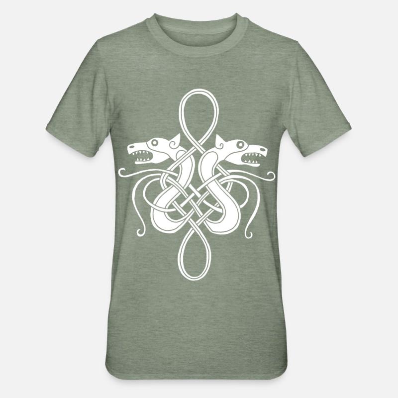 Weiße Wikinger-Hydra - Unisex Polycotton T-Shirt - Militärgrün meliert