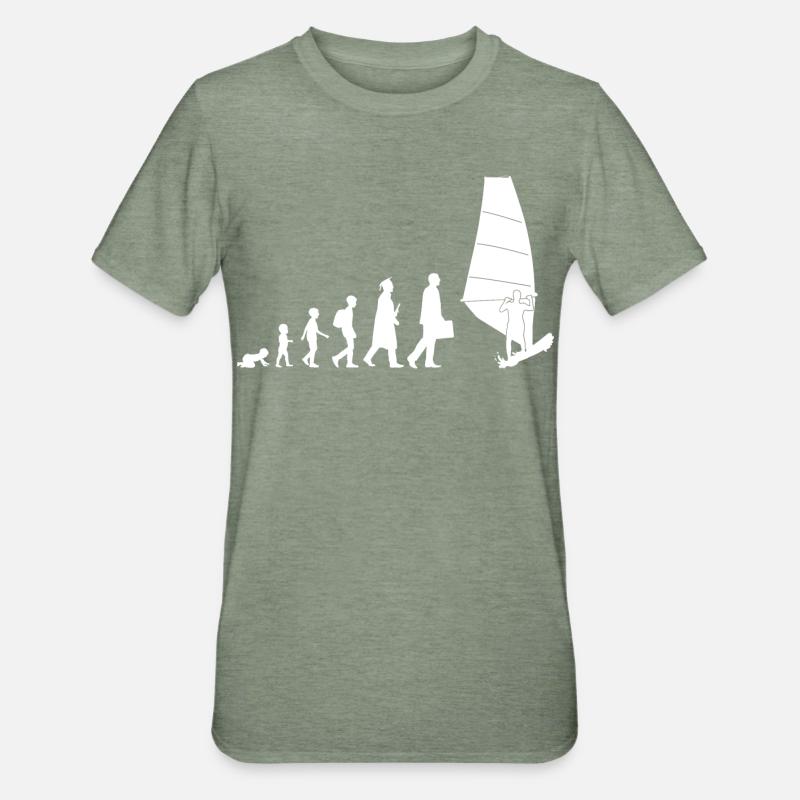 Évolution de la planche à voile - T-shirt polycoton Unisexe - vert kaki chiné