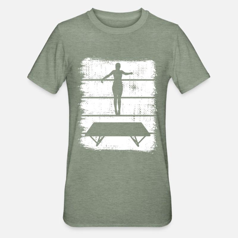 Dessin de trampoline - T-shirt polycoton Unisexe - vert kaki chiné