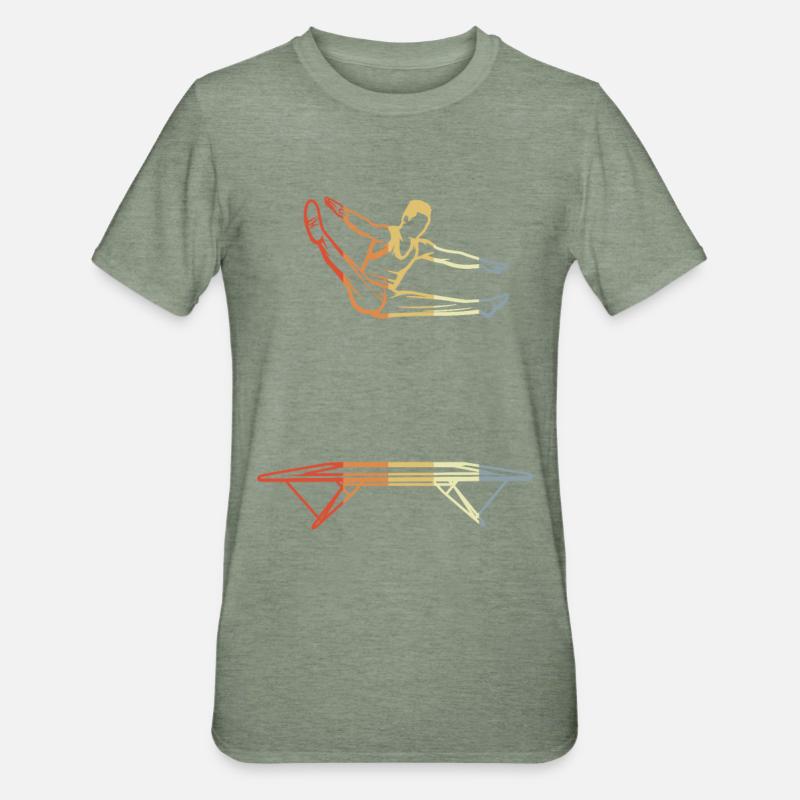 Lustiger Trampolin Junge - Unisex Polycotton T-Shirt - Militärgrün meliert
