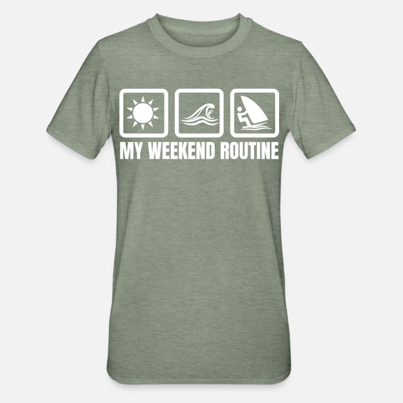 Ma routine du week-end - T-shirt polycoton Unisexe - vert kaki chiné