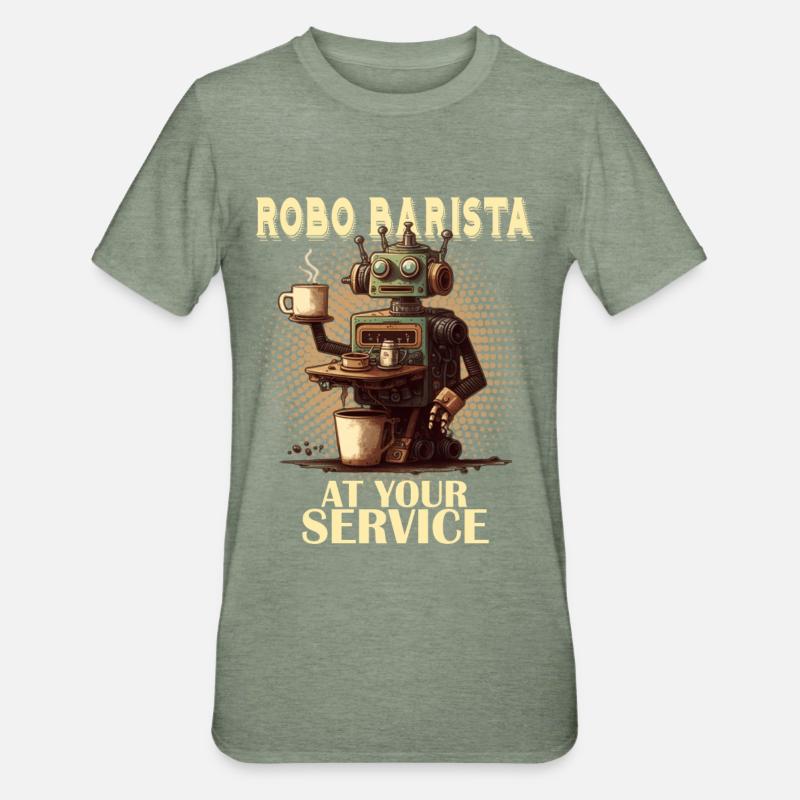 Robobarista Robot de cuisson de café - T-shirt polycoton Unisexe - vert kaki chiné