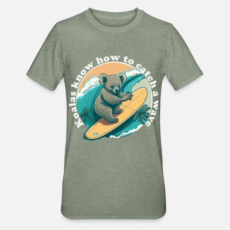 Attrapez une vague Koalabaer - T-shirt polycoton Unisexe - vert kaki chiné
