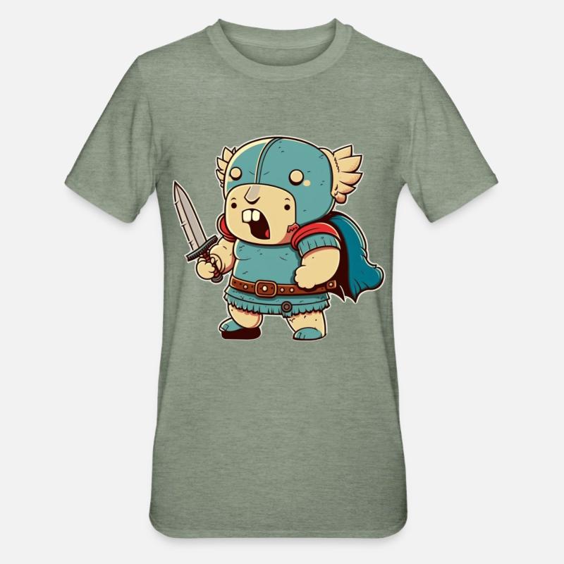 Guerrier fou avec épée - T-shirt polycoton Unisexe - vert kaki chiné