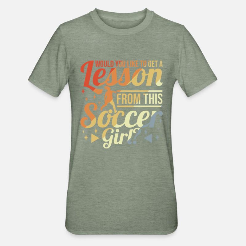 Mädchenfußball - Unisex Polycotton T-Shirt - Militärgrün meliert