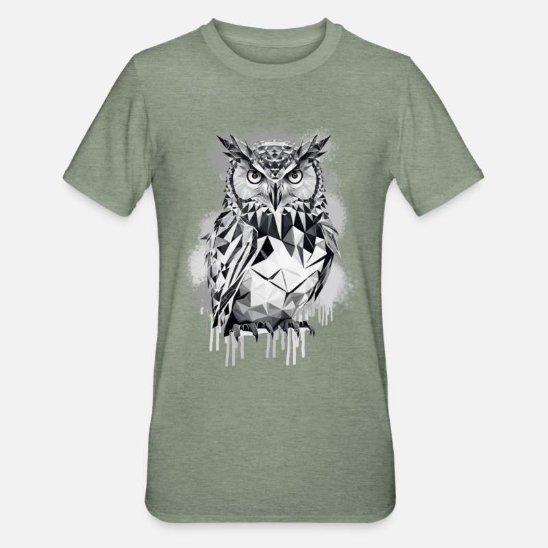 Geometrische Eule - Unisex Polycotton T-Shirt - Militärgrün meliert
