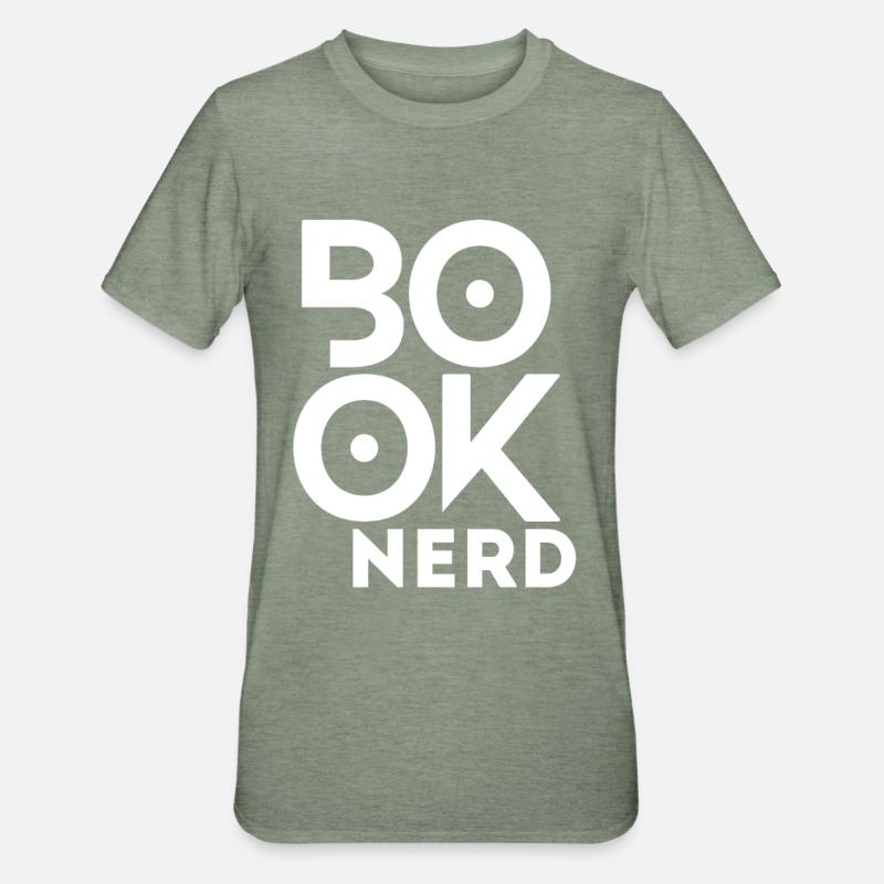 Lustiger Lesebuch-Nerd - Unisex Polycotton T-Shirt - Militärgrün meliert