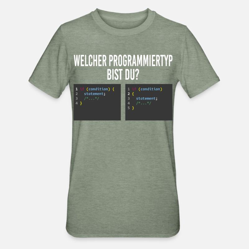 Welcher Programmiertyp bist du? - Unisex Polycotton T-Shirt - Militärgrün meliert