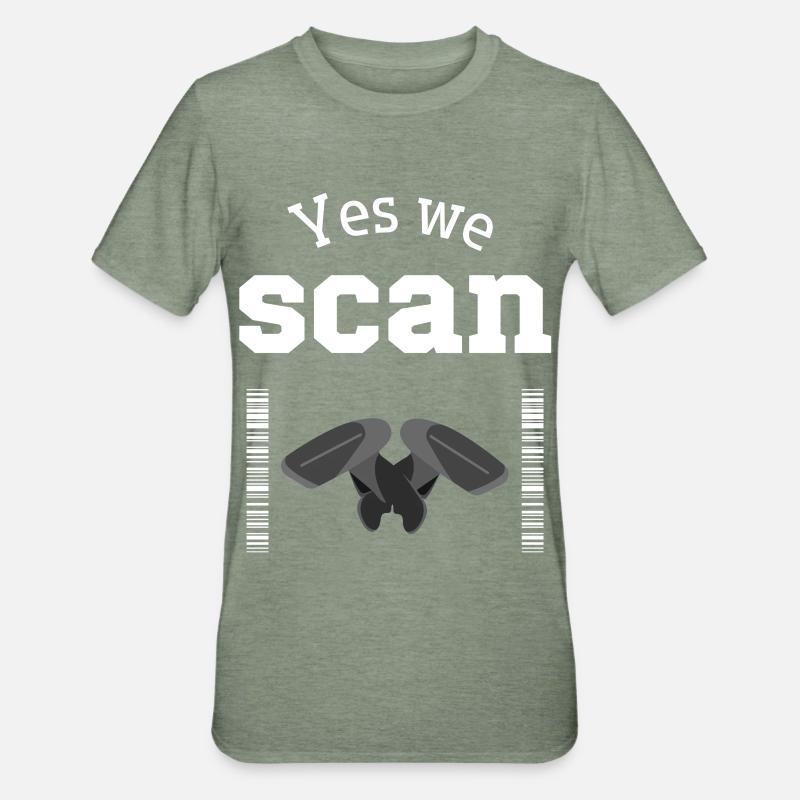Oui, nous scannons, scanner, code-barres - T-shirt polycoton Unisexe - vert kaki chiné