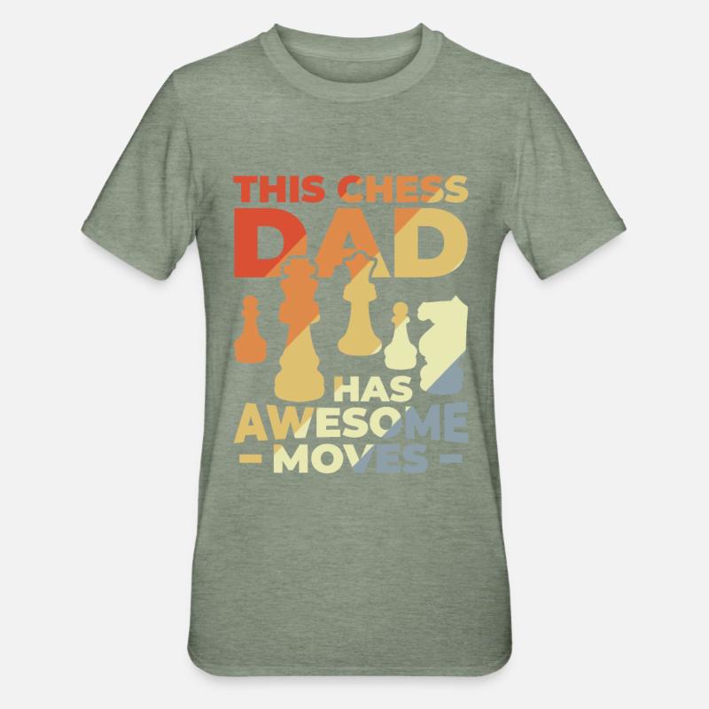 Papa d’échecs - T-shirt polycoton Unisexe - vert kaki chiné