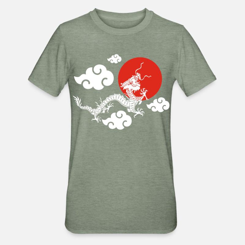 L'envol du dragon blanc - T-shirt polycoton Unisexe - vert kaki chiné