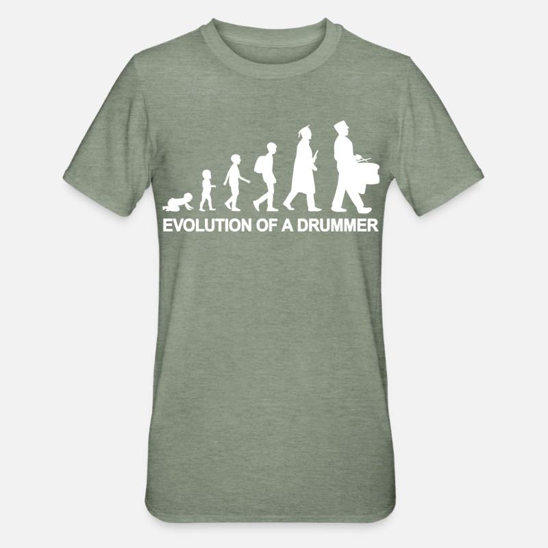 Évolution du batteur - T-shirt polycoton Unisexe - vert kaki chiné