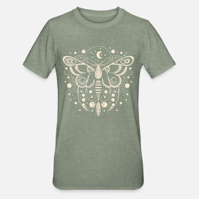 Celestial Moth - Unisex Polycotton T-Shirt - heather military green