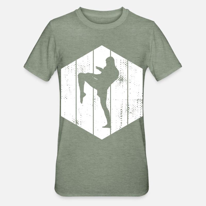 Kickboxer Zeichnung - Unisex Polycotton T-Shirt - Militärgrün meliert
