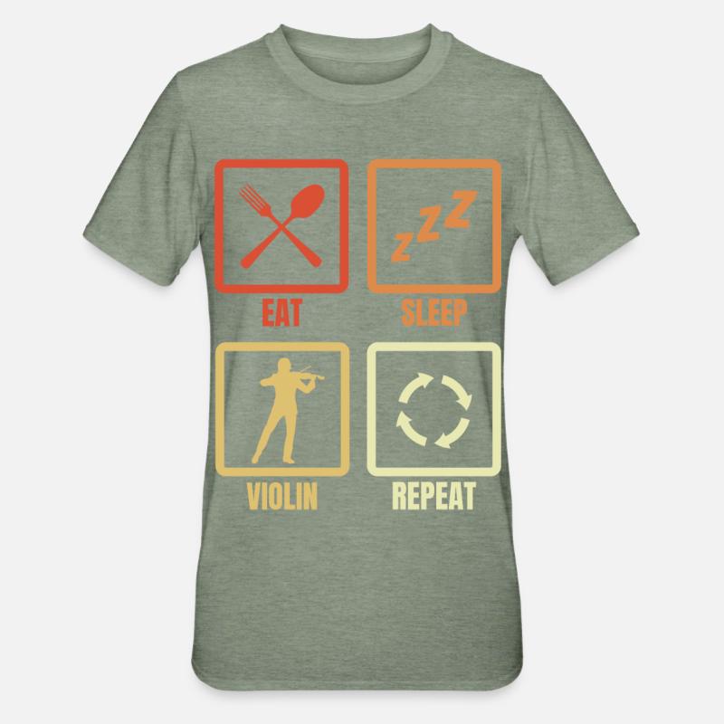 Manger Sommeil Violon Répéter - T-shirt polycoton Unisexe - vert kaki chiné
