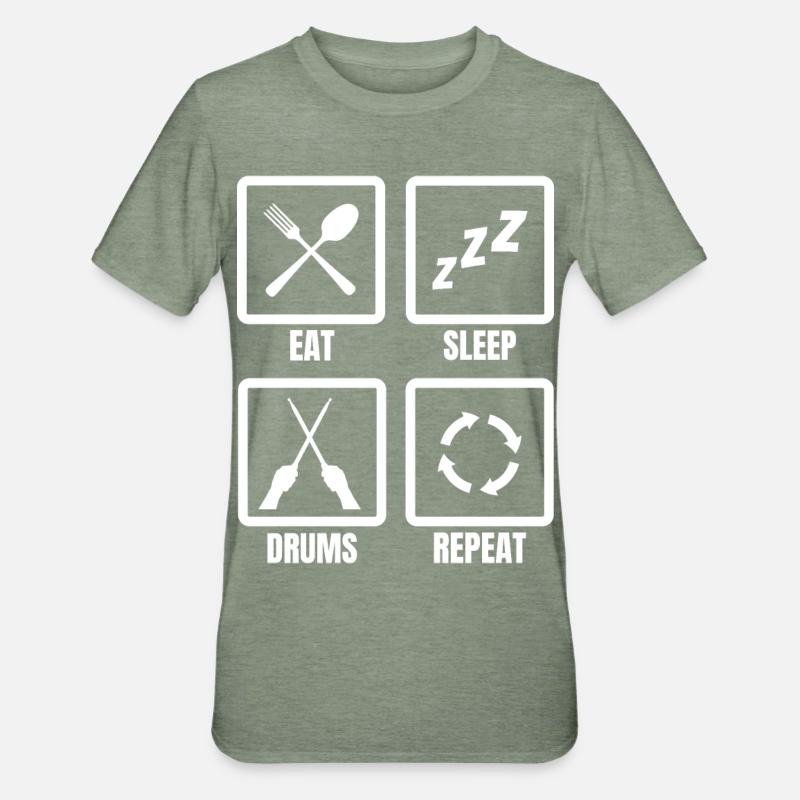 Eat Sleep Drums Repeat - Unisex Polycotton T-Shirt - heather military green