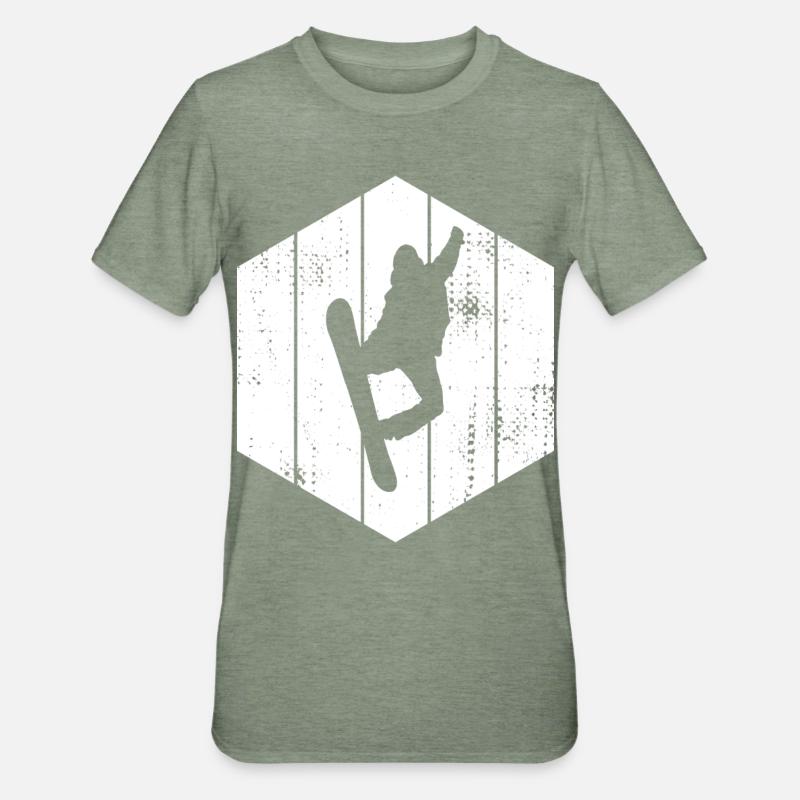 Dessin de snowboarder - T-shirt polycoton Unisexe - vert kaki chiné