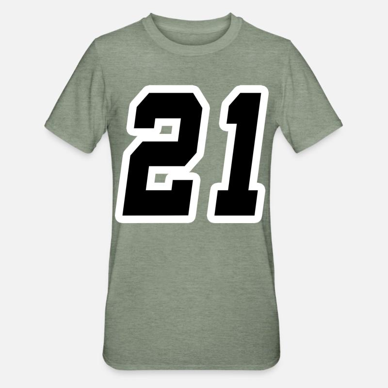 Nummer einundzwanzig 21 - Unisex Polycotton T-Shirt - Militärgrün meliert