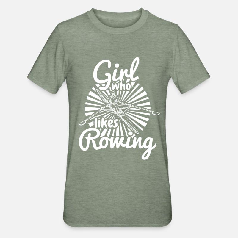 Mädchen das gerne rudert - Unisex Polycotton T-Shirt - Militärgrün meliert