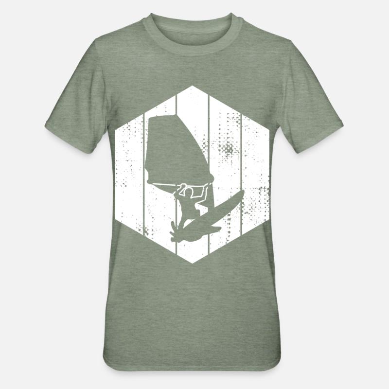 Lustiger Windsurfer - Unisex Polycotton T-Shirt - Militärgrün meliert