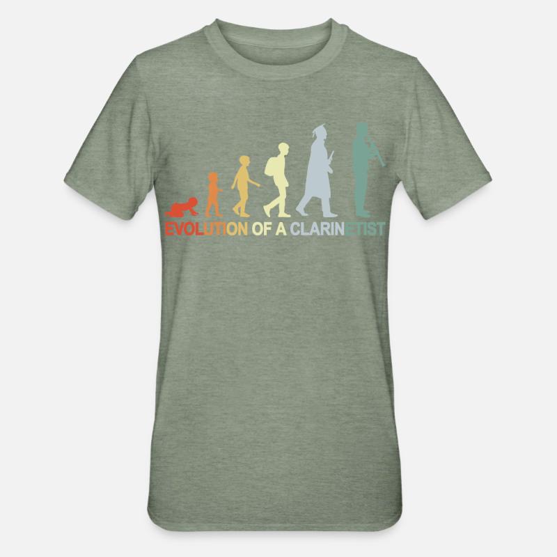 Évolution de la clarinette - T-shirt polycoton Unisexe - vert kaki chiné