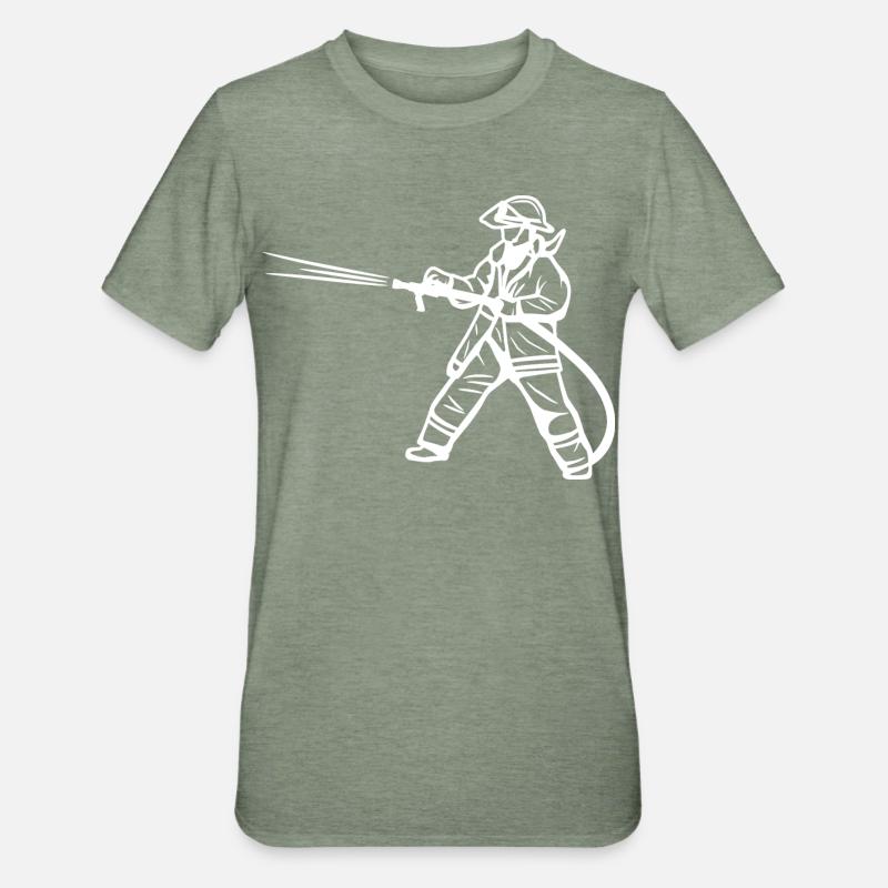 Dessin de pompier - T-shirt polycoton Unisexe - vert kaki chiné