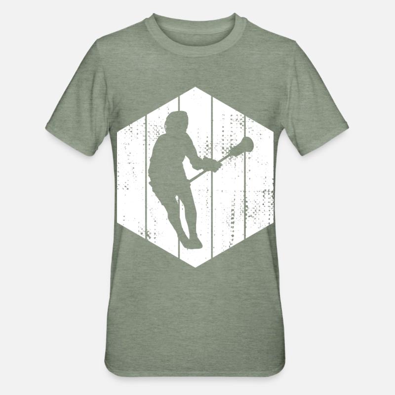 Lacrosse Player Drawing - Unisex Polycotton T-Shirt - heather military green