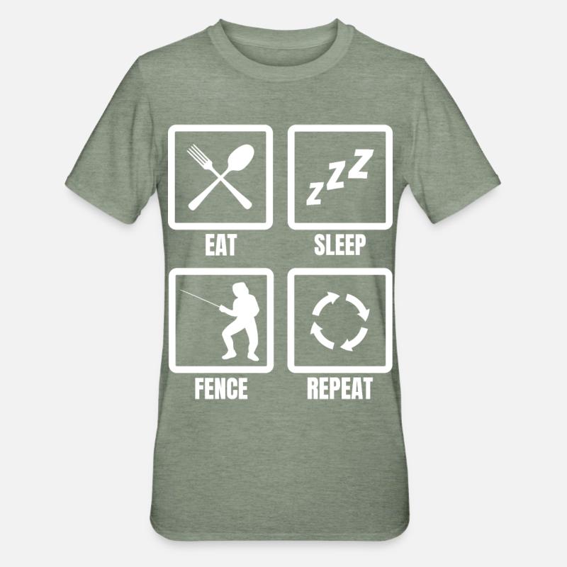 Manger Sommeil Clôture Répéter - T-shirt polycoton Unisexe - vert kaki chiné