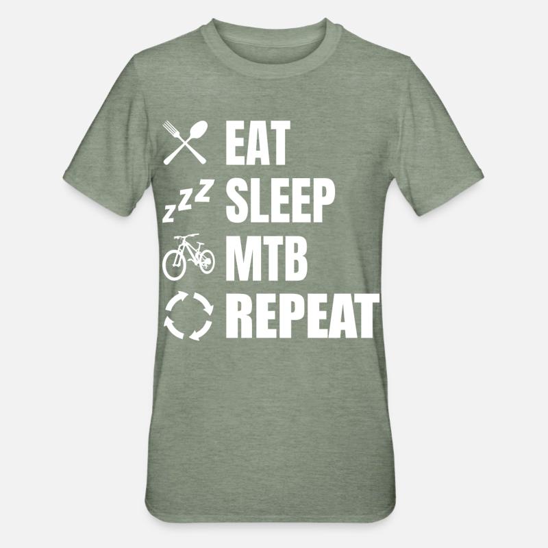 Eat Sleep MTB Repeat - T-shirt polycoton Unisexe - vert kaki chiné