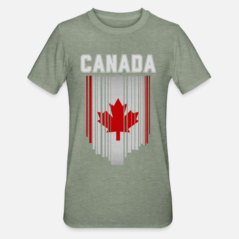 Drapeau du Canada, fierté canadienne - T-shirt polycoton Unisexe - vert kaki chiné