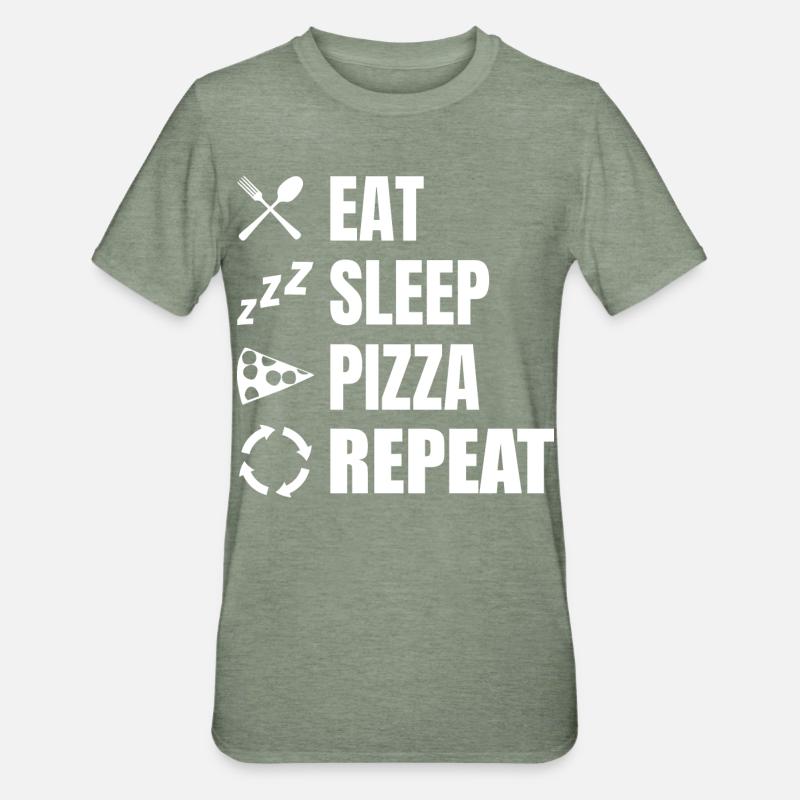 Eat Sleep Pizza Repeat - Unisex Polycotton T-Shirt - heather military green