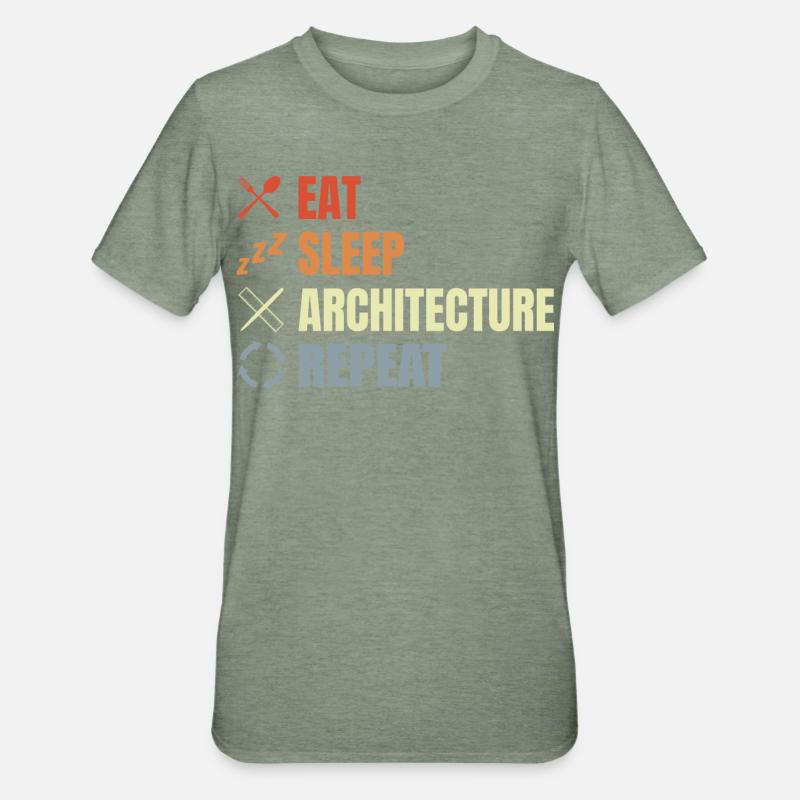 Manger Sommeil Architecture Répéter - T-shirt polycoton Unisexe - vert kaki chiné