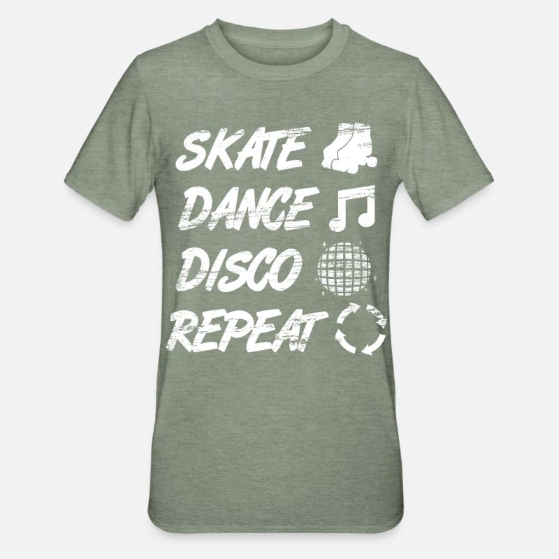 Rollschuh Disco - Unisex Polycotton T-Shirt - Militärgrün meliert